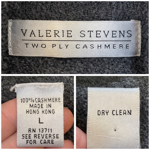 Valerie Stevens Two Ply Cashmere Gray Turtleneck Sweater Women’s Size Large - Picture 8 of 9
